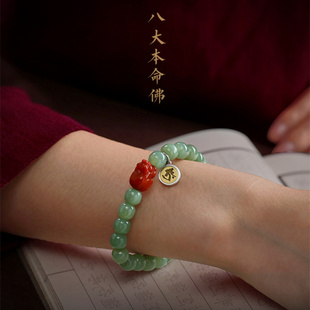 和田玉南红玛瑙貔貅手链女男士 925银本命佛手串复古手链批发