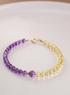 极细4mm天然紫水晶手链女财富运