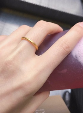 原创古法戒指女时尚个性素戒沙金