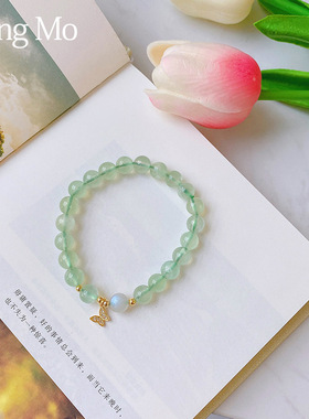 天然水晶葡萄石手链月光女款强荧