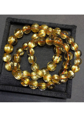 天然金发晶手链钛晶顺发猫眼石绿