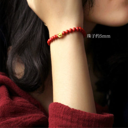 典润细朱砂手串女士款手链元宝原