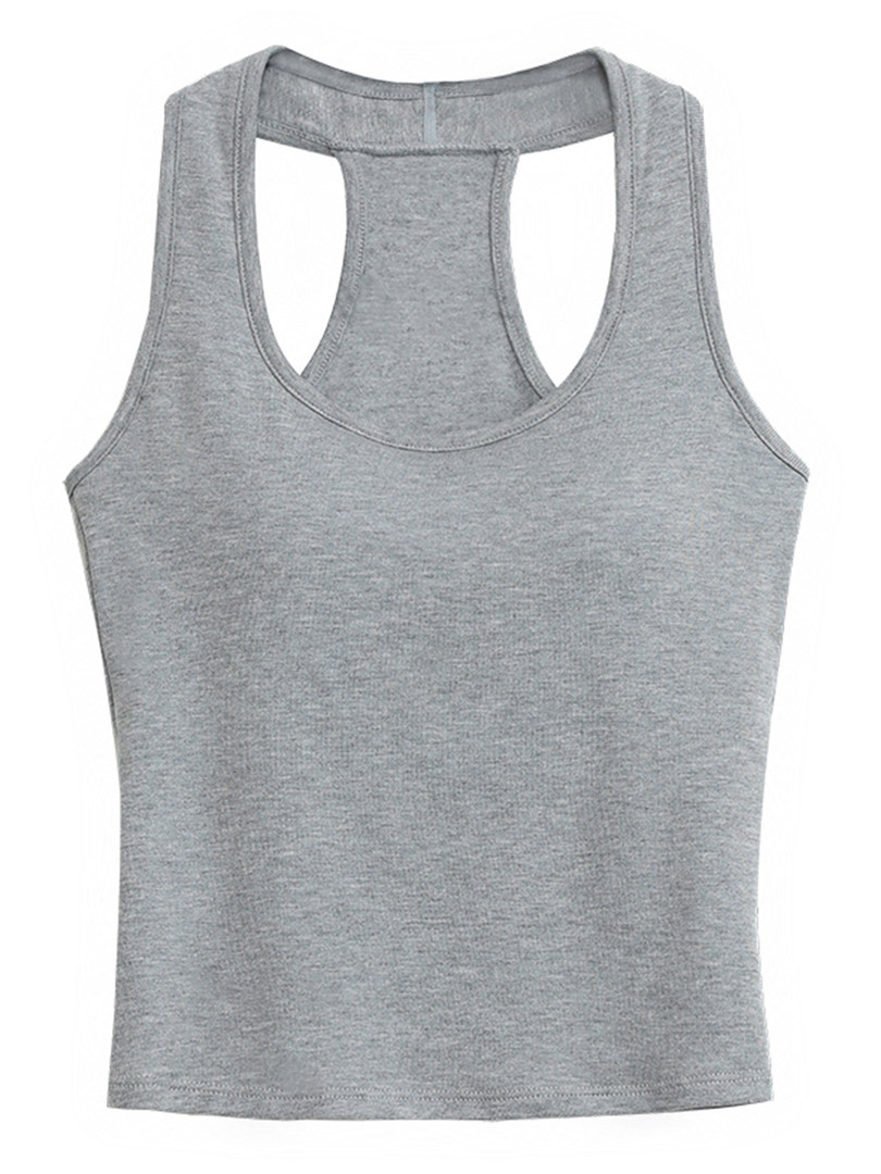 Gray racerback tank top on a white background