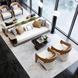 售楼处接待洽谈会客沙发组合酒店大堂会所样板房大厅卡座家具定制