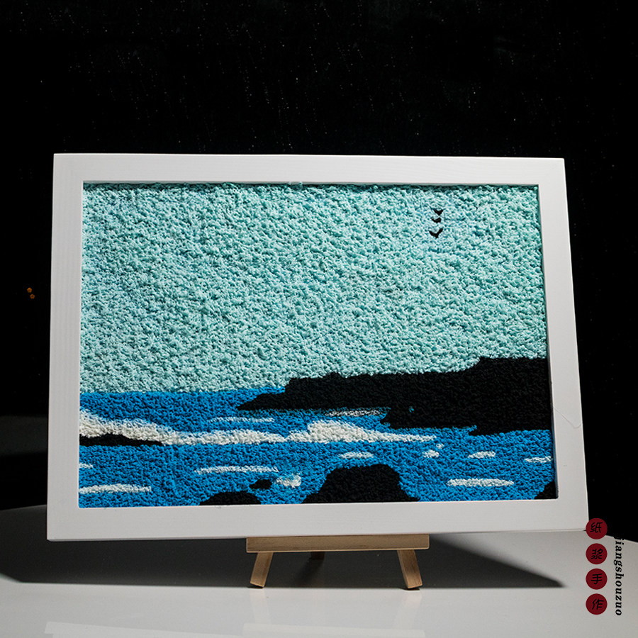 手工diy纸浆画玄冬文创ins风