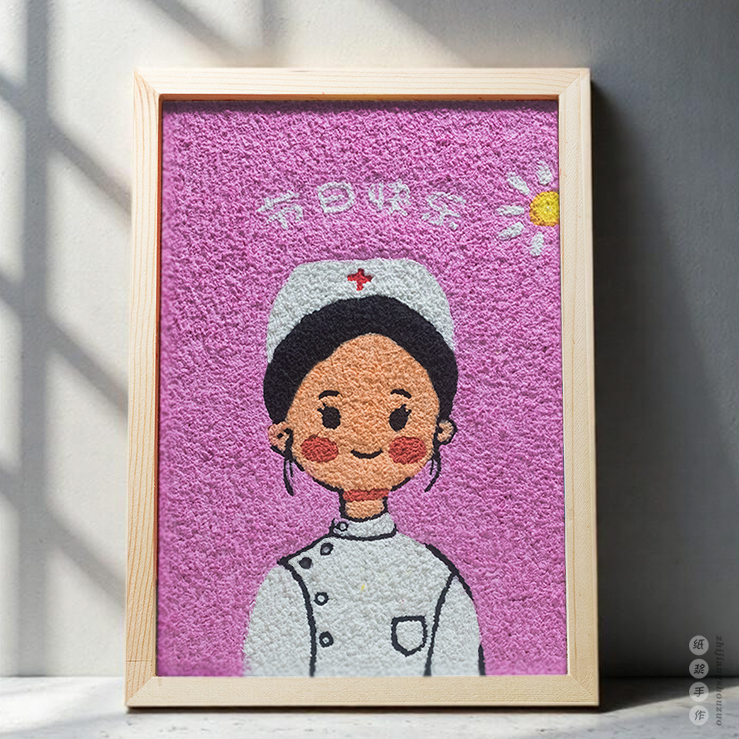 护士白衣天使数字油画木框丙烯画