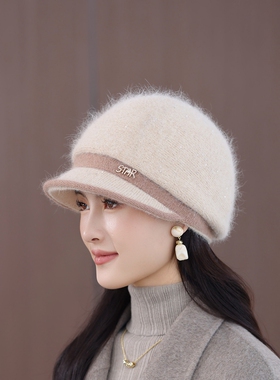 帽子女冬季妈妈中老年人老太太秋冬保暖时尚洋气女士毛线帽针织帽