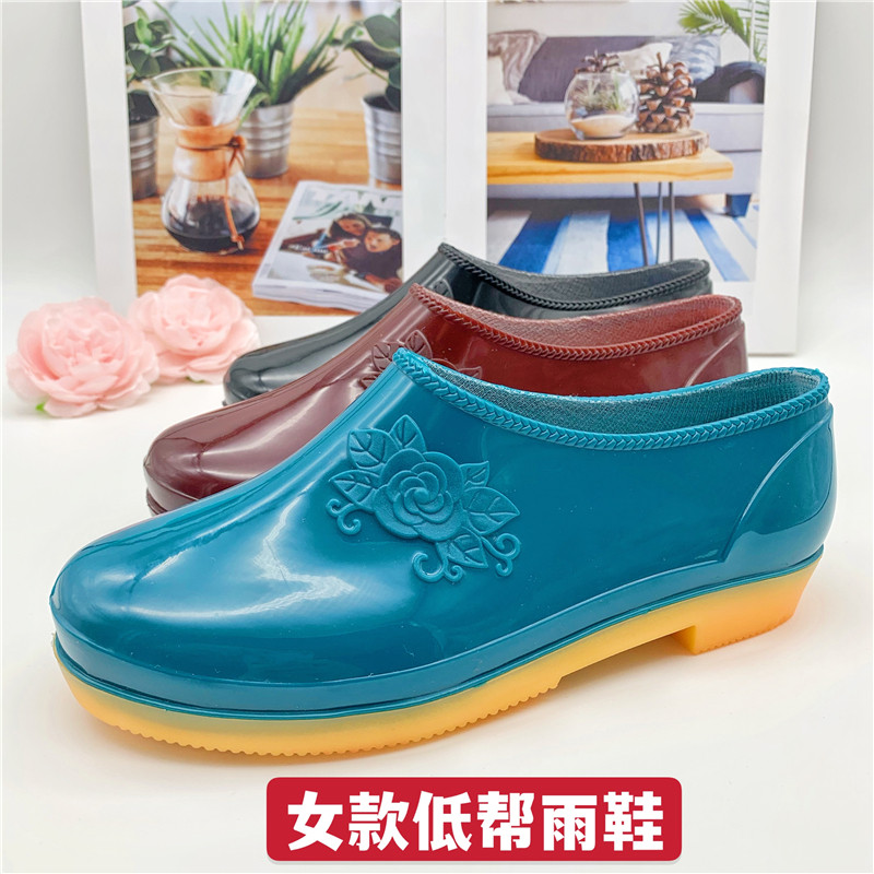 舒路驰春季秋季短筒低帮舒适柔软防水防滑厨房食堂建筑女雨鞋胶鞋