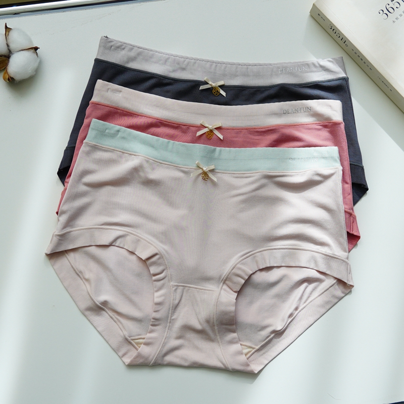 刺猬家小精品 80支莫代尔女士中腰内裤 7A抑菌桑蚕丝加长内裆无补