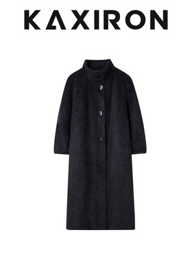 【巴依专享】泡泡袖长款拉绒大衣D5568  衣长106