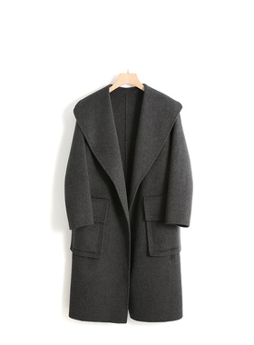 【巴依专享】大口袋系带翻领长款大衣S1353