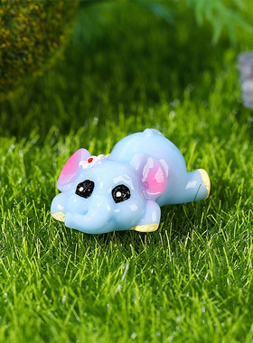 新款紫色小象微景观园艺DIY造景装饰配可爱小象树脂小动物摆件