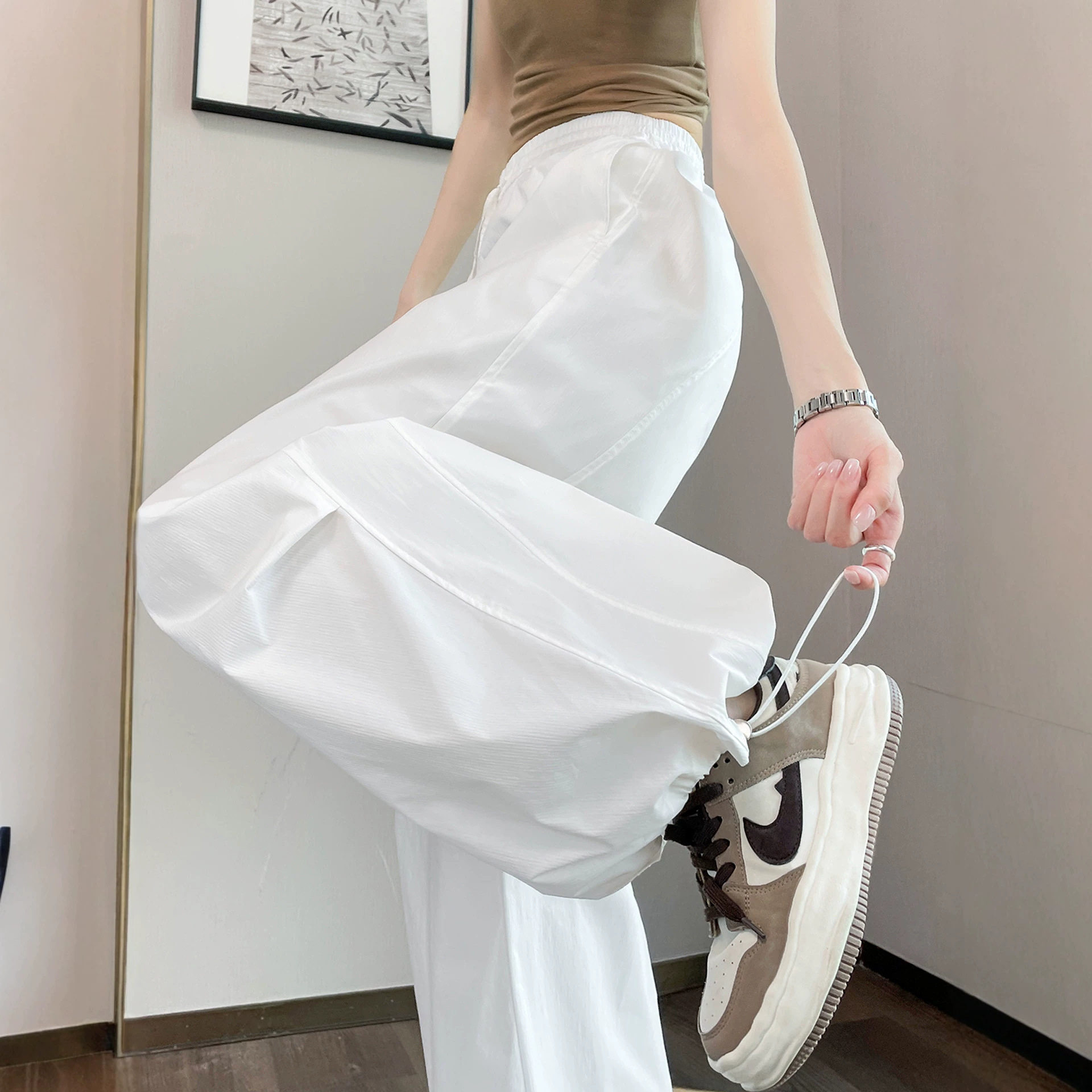 美式速干裤2026女夏薄款冰丝工装款宽松显瘦直筒束脚登山裤A11796