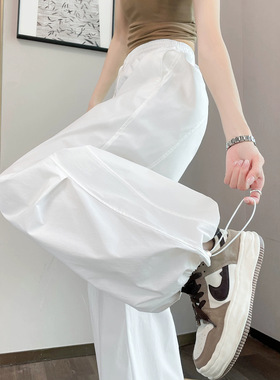美式速干裤2026女夏薄款冰丝工装款宽松显瘦直筒束脚登山裤A11796