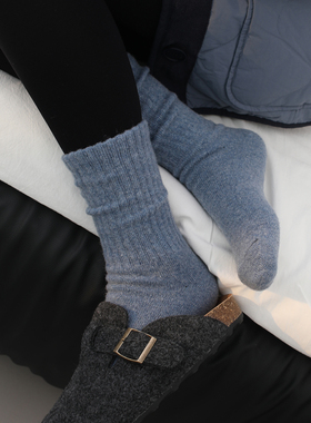 韩国进口Ackermentz秋冬针织中筒袜女多色保暖显腿细百搭红袜子潮