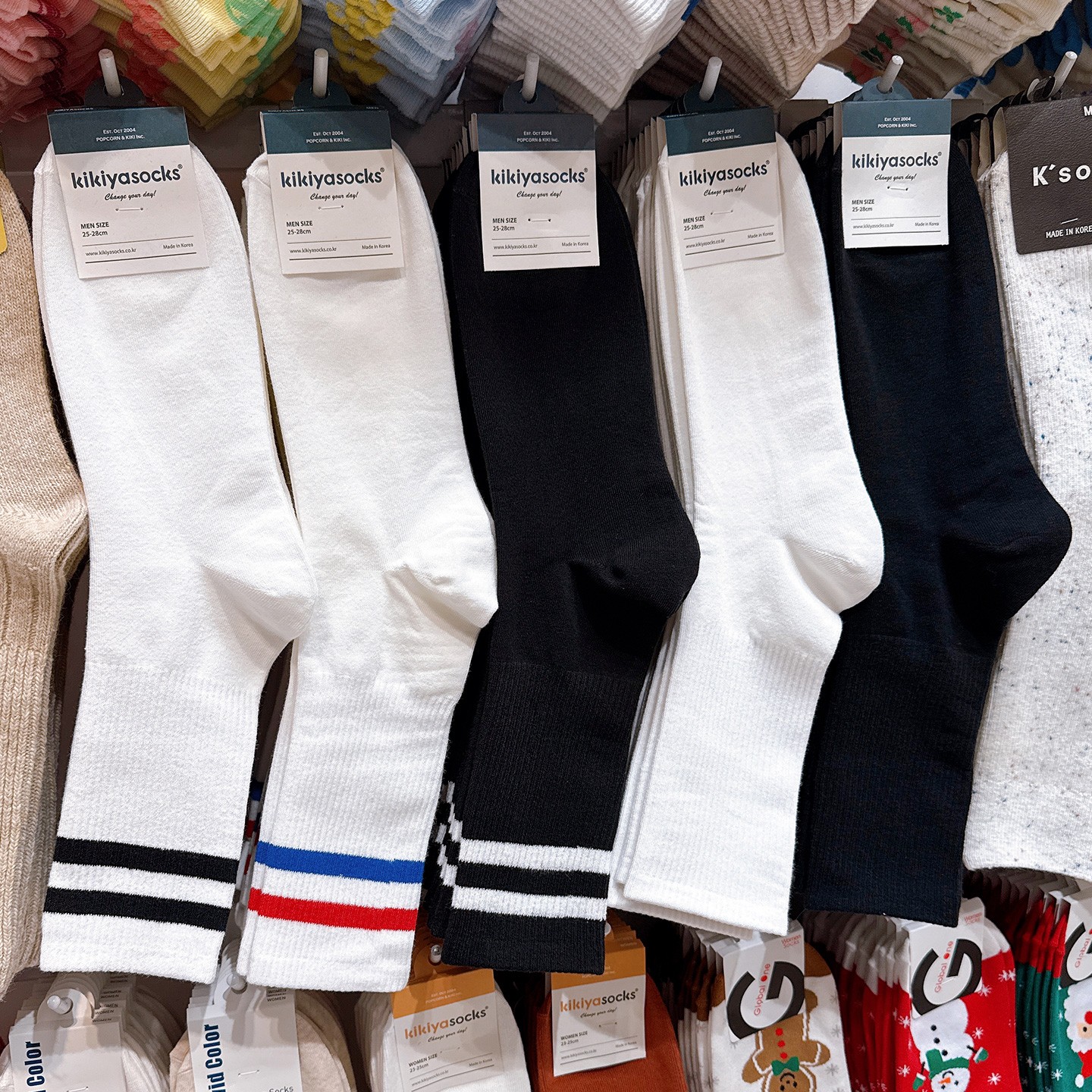 kikiya韩国进口男两道杠运动棉袜