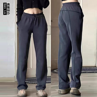 瑜伽裤 休闲裤 铜氨丝裸感松紧腰垂感显瘦直筒运动女款 LU渠道好货