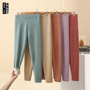 防寒秋裤 蚕丝羊毛保暖裤 高腰修身 新款 女士秋冬内穿加绒加厚打底裤