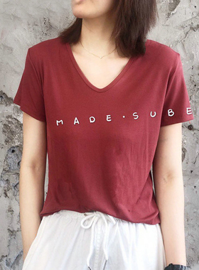 白色短袖t恤女2020夏季宽松纯色小个子打底衫冰丝垂感V领面膜体恤