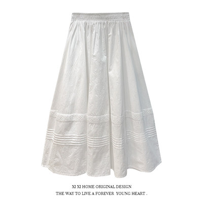 港风蕾丝花边白色半身裙