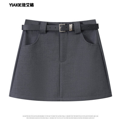 灰色西装半身裙女春夏202