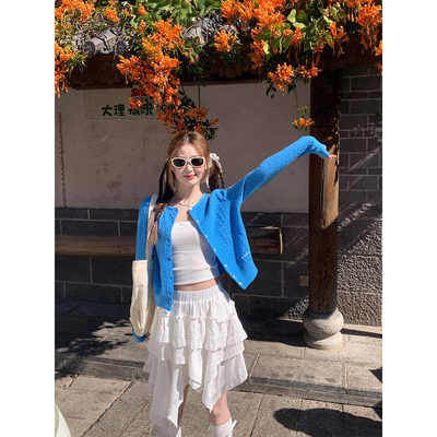 苏三三克莱因蓝针织开衫