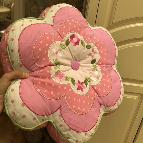 纯棉含芯贴布绣花朵单只