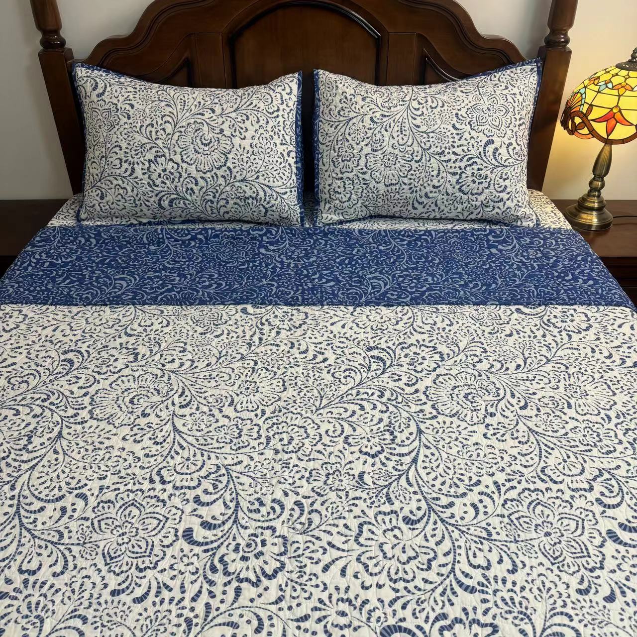 柔软印花绗缝被三件套