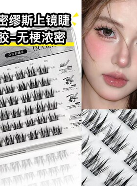 免胶无梗浓密款缪斯假睫毛柔软单簇新手超软牢固分段式眼睫毛卷翘