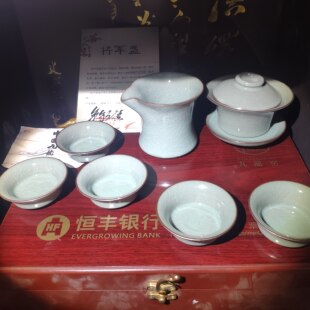 危敏捷九龙窑青瓷套装盖碗主人杯公道品茗杯茶器建盏紫砂壶