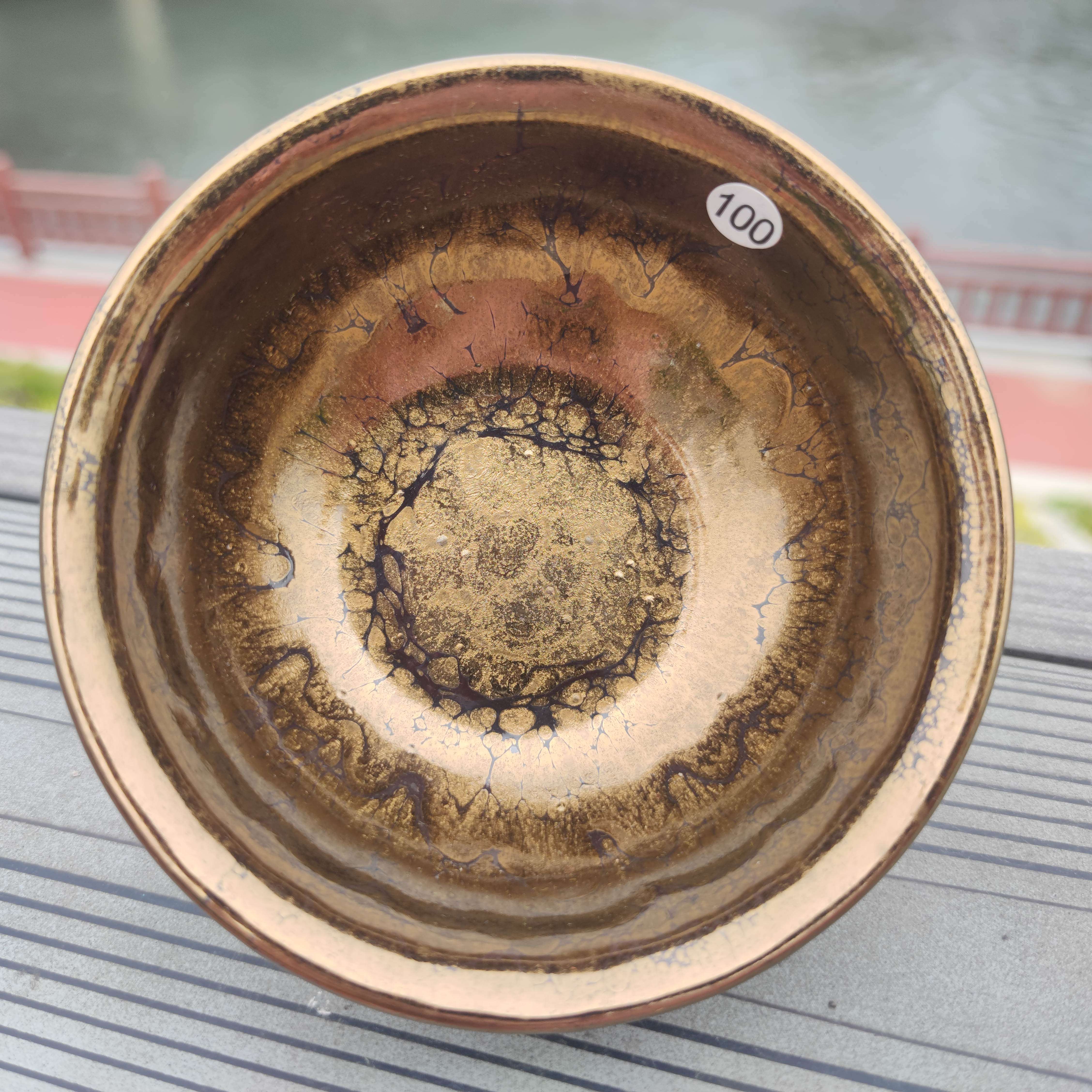 黄美金金油滴建盏主人11.0口径大撇口杯100