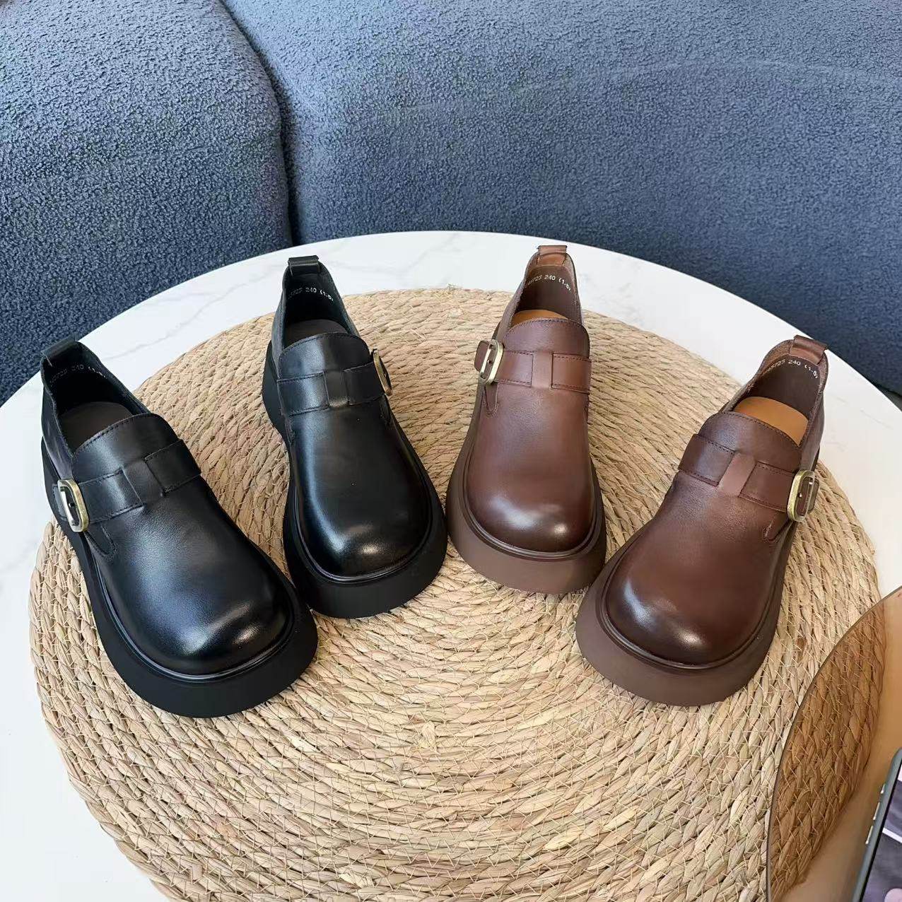 【琪琪和小哥】2025新款厚底英伦穆勒鞋松糕百搭轻便乐福鞋女单鞋,女鞋,乐福鞋（豆豆鞋）,淘宝优惠券,粉丝福利购,淘宝优惠卷