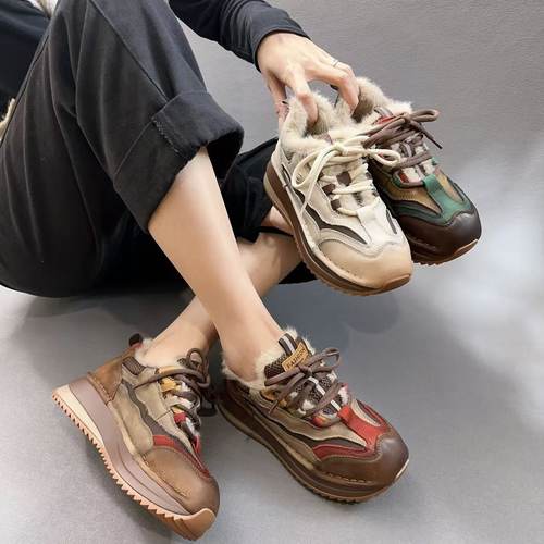 琪琪小哥冬季新款拼色老爹鞋