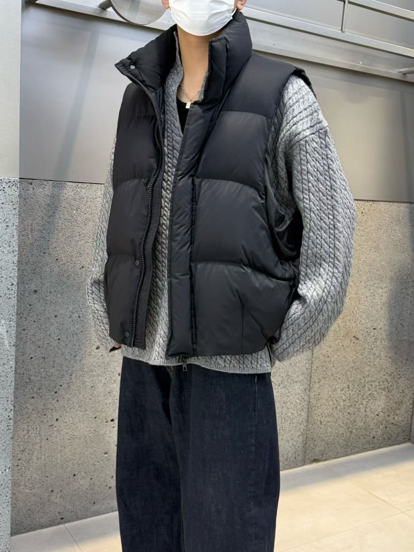 目写男士立领马甲宽松休闲百搭上衣潮牌简约设计师款痞帅羽绒马甲