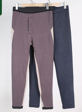 意大莱男士双层貂绒羽绒护膝保暖裤高腰加厚贴护修身抗寒棉裤4684