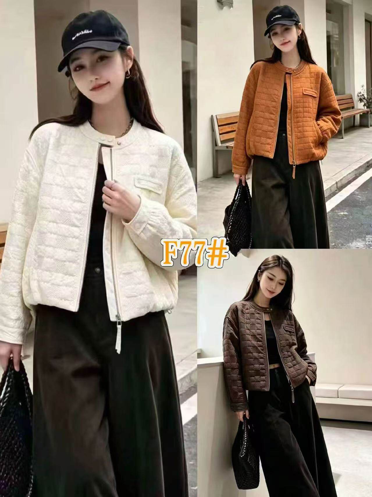 复古风菱格纹棉服女短款格子翻领加厚外套休闲宽松轻薄棉衣