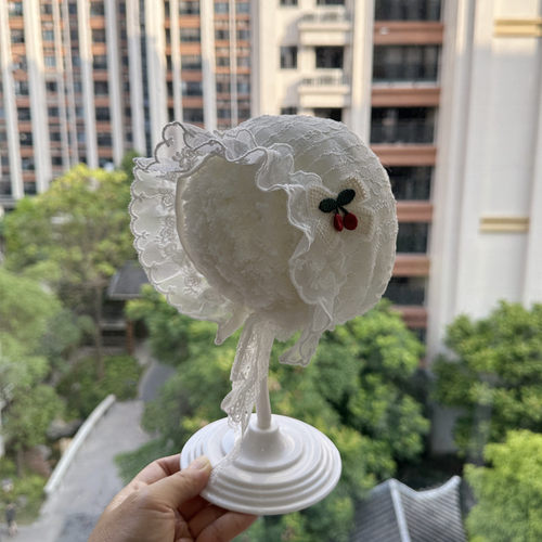 无注册商标新生婴儿公主宫廷风帽