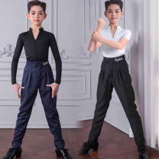 拉丁舞服儿童男孩长短袖上衣练功服裤子高级男童演出训练服比赛服