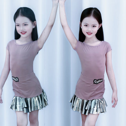 少儿拉丁舞练功服女童2026烫金款新款春夏网红套装高级感表演出服