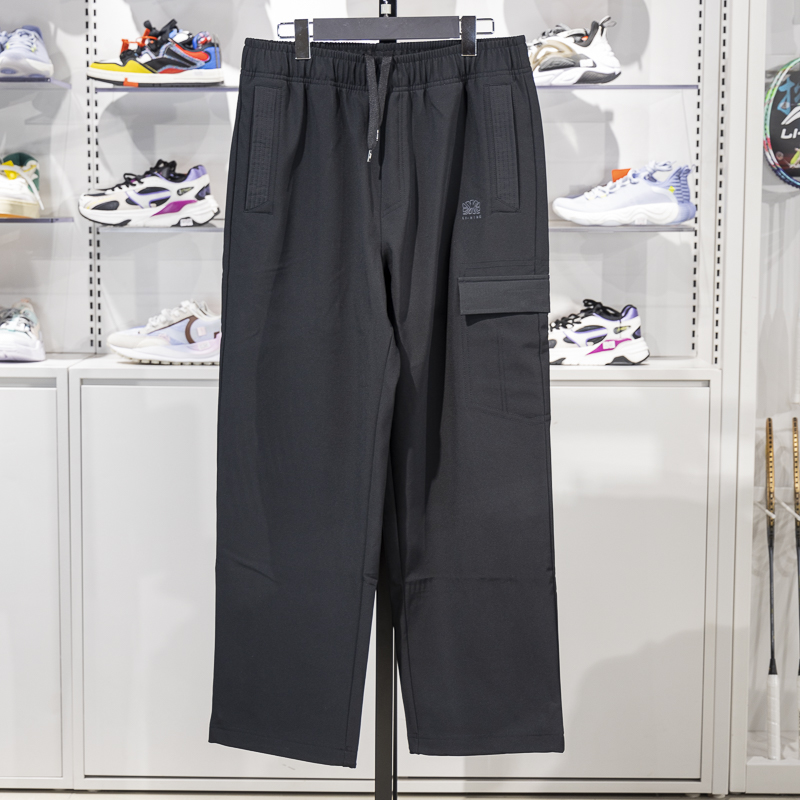 李宁运动裤男子2023冬季新款宽松加绒防泼水直筒休闲长裤AYKT673运动服/休闲服装运动长裤原图主图