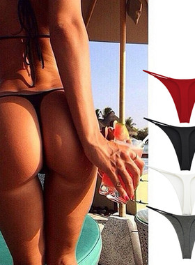 网红健身欧美细带隐形比基尼T型内裤弹力棉透气运动tback女丁字裤