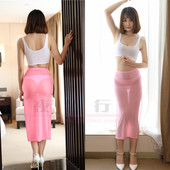 ol透视透明紧身长包臀半身超薄贴身光滑睡