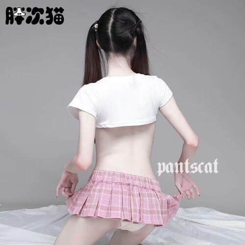 18CM擦边女日系短裙格子百褶裙女迷你无内衬裤超短裙子学生直播裙