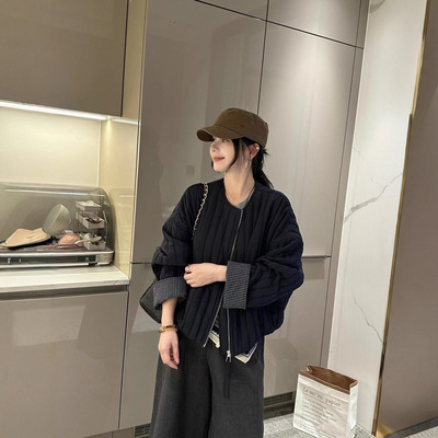 短款棒球服夹棉外套女2025秋季新款感小个子轻薄棉服夹克上衣