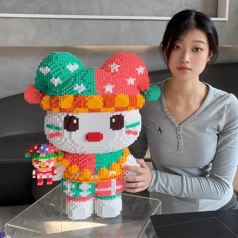 潮玩小丑KT猫积木6981颗粒客厅摆件成人高难度3D拼装模型收藏装饰