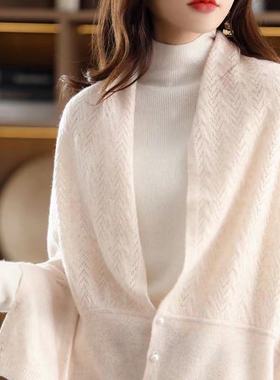 开衫红色披肩外套羊毛针织斗篷婚礼针织披肩珍珠开衫女旗袍外搭秋