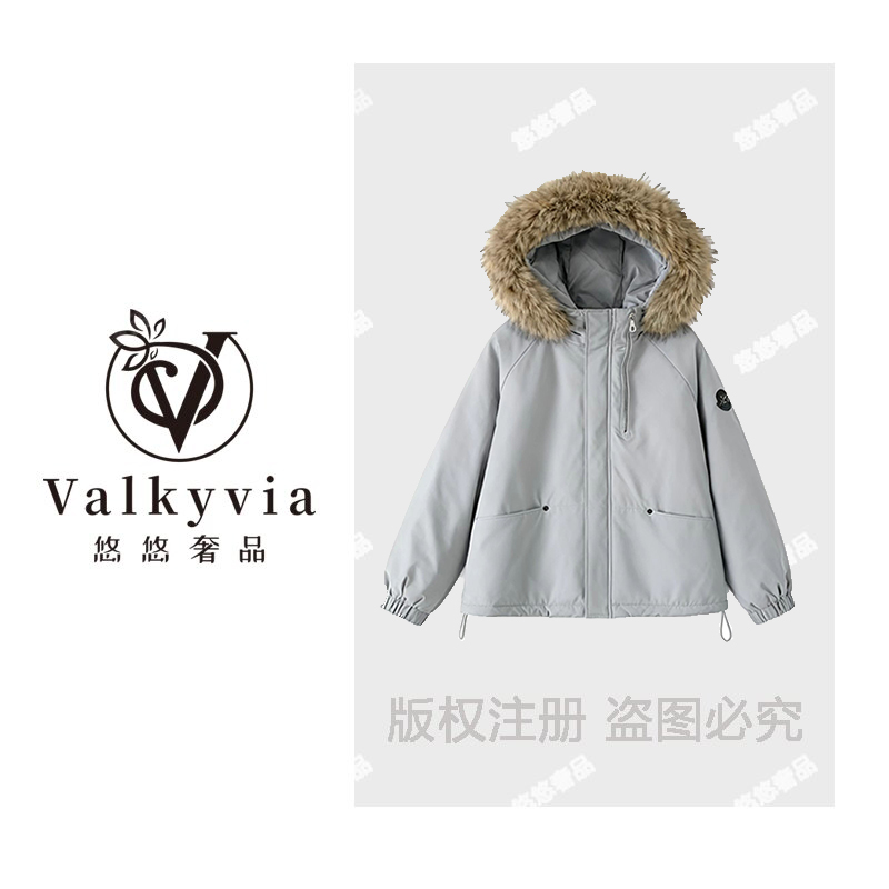 【Valkyvia/悠悠奢品】设计师款大毛领派克服中长女宽松版加绒956