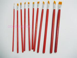 。2-12号红色笔杆尼龙水粉笔 丙稀画笔 油画笔 毛笔平头尼龙 水彩