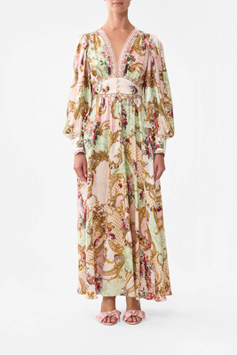 Camilla2025秋季新款粉色真丝长款连衣裙特价