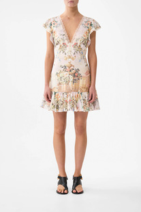 澳洲Camilla 2026春夏新款淡黄色短款度假仙女裙